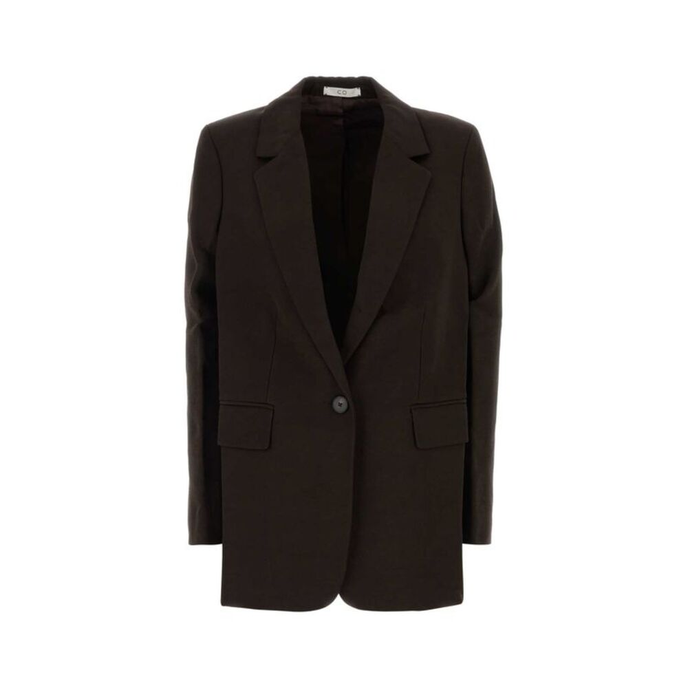 Co Women Brown Viscose Blend Oversize Blazer